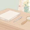 書類とペン、虫眼鏡の静物イラスト